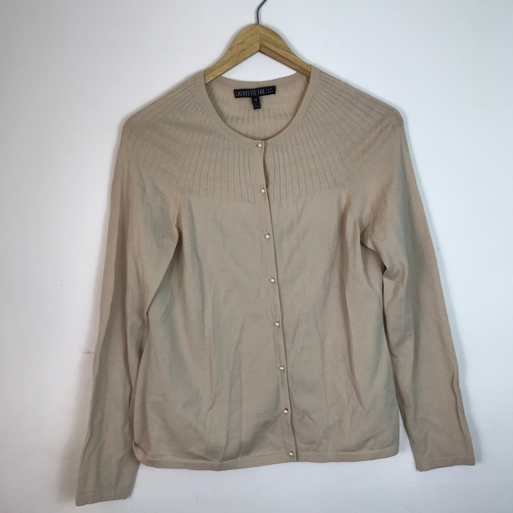 Lafayette 148 | cream cardigan pearl buttons